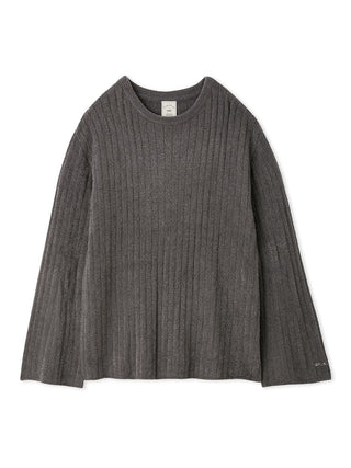 Ribbed Knit Pullover Sweater in GRAY, Women's Pullover Sweaters at Gelato Pique USA. 