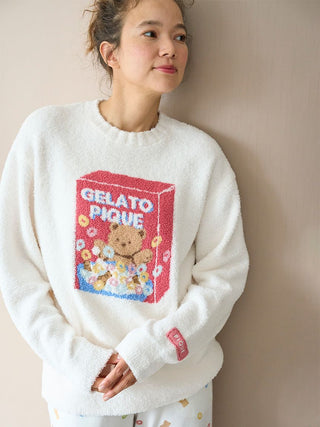 Baby Moco Serial Bear Long Sleeve Sweater in Off White, Women's Pullover Sweaters at Gelato Pique USA