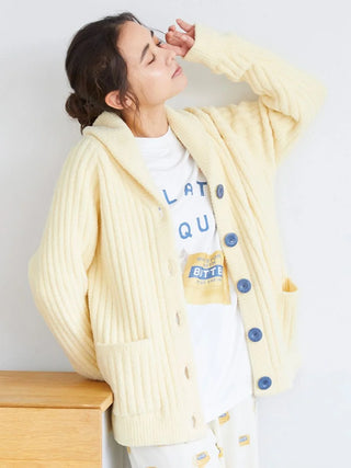 Souffle Butter-Themed Shawl Collar Cardigan in YELLOW, Comfy and Luxury Women's Loungewear Cardigan at Gelato Pique USA.