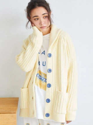 Souffle Butter-Themed Shawl Collar Cardigan in YELLOW, Comfy and Luxury Women's Loungewear Cardigan at Gelato Pique USA.