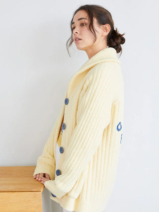 Souffle Butter-Themed Shawl Collar Cardigan in YELLOW, Comfy and Luxury Women's Loungewear Cardigan at Gelato Pique USA.