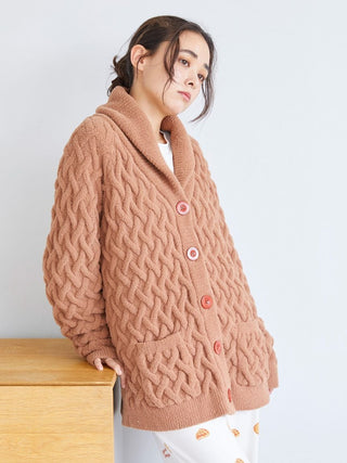 Souffle Pie Shawl Collar Cardigan in BROWN, Comfy and Luxury Women's Loungewear Cardigan at Gelato Pique USA.