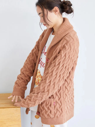 Souffle Pie Shawl Collar Cardigan in BROWN, Comfy and Luxury Women's Loungewear Cardigan at Gelato Pique USA.