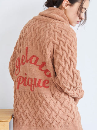 Souffle Pie Shawl Collar Cardigan in BROWN, Comfy and Luxury Women's Loungewear Cardigan at Gelato Pique USA.