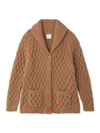 Souffle Pie Shawl Collar Cardigan in BROWN, Comfy and Luxury Women's Loungewear Cardigan at Gelato Pique USA.