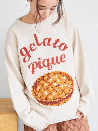 Souffle Pie Jacquard Pullover Sweater in BEIGE, Women's Pullover Sweaters at Gelato Pique USA.