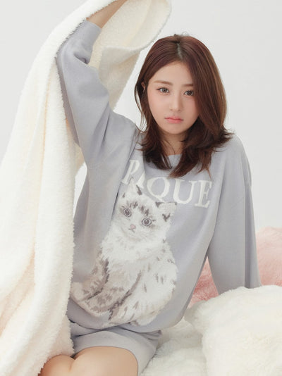 CAT Jacquard Long Sleeve Sweatshirt gelato pique