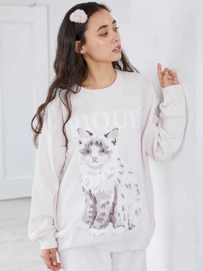 CAT Jacquard Long Sleeve Sweatshirt gelato pique