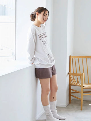 CAT Jacquard Long Sleeve Sweatshirt in BEIGE, Women's Pullover Sweaters at Gelato Pique USA.