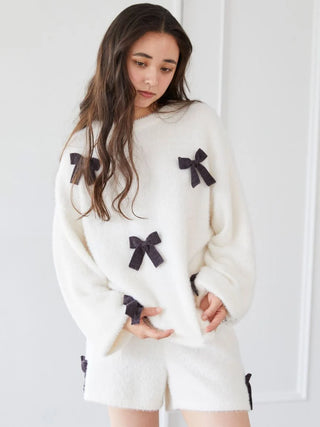 Ribbon Pullover Sweater in Off White, Women's Pullover Sweaters at Gelato Pique USA