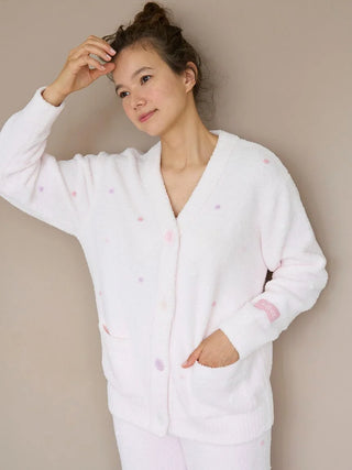 Baby Moco Fleece Button up Cardigan in Off White, Comfy and Luxury Women's Loungewear Cardigan at Gelato Pique USA