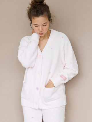 Baby Moco Fleece Button up Cardigan in Off White, Comfy and Luxury Women's Loungewear Cardigan at Gelato Pique USA