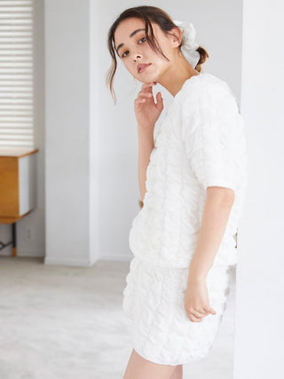 Bubble Moco Cozy Fleece Shirt in OFF WHITE, Women's Loungewear Shirt Sleepwear Shirt, Lounge Set at Gelato Pique USA.