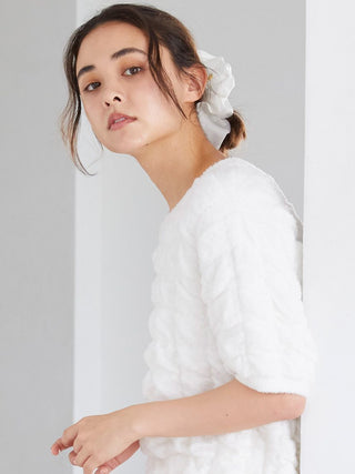 Bubble Moco Cozy Fleece Shirt in OFF WHITE, Women's Loungewear Shirt Sleepwear Shirt, Lounge Set at Gelato Pique USA.