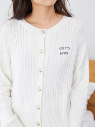 Smoothie Aran Knit Cardigan in Off White, Comfy and Luxury Women's Loungewear Cardigan at Gelato Pique USA