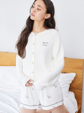 Smoothie Aran Knit Cardigan in Off White, Comfy and Luxury Women's Loungewear Cardigan at Gelato Pique USA