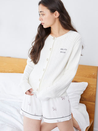 Smoothie Aran Knit Cardigan in Off White, Comfy and Luxury Women's Loungewear Cardigan at Gelato Pique USA