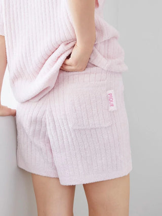 Logo Jacquard Ribbed Knit Loungewear Set in PINK, Women's Loungewear Set at Gelato Pique USA