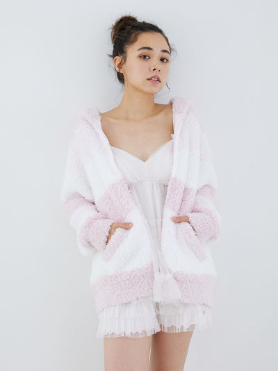 Gelato 3 Border Fuzzy Zip-Up Hoodie gelato pique