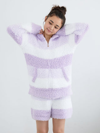 Gelato 3 Border Fuzzy Zip-Up Hoodie