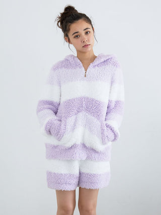 Gelato 3 Border Fuzzy Zip-Up Hoodie