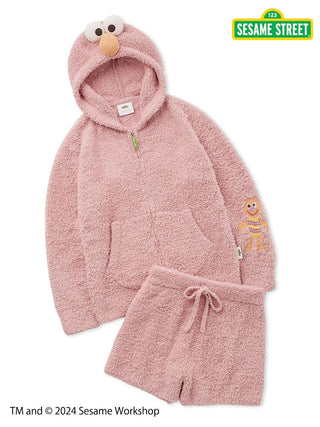 SESAME STREET Elmo Hoodie and Shorts Loungewear Set in Pink, Women's Loungewear Set at Gelato Pique USA