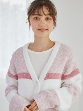 Powder Melange Striped Long Cardigan in Pink, Comfy and Luxury Women's Loungewear Cardigan at Gelato Pique USA