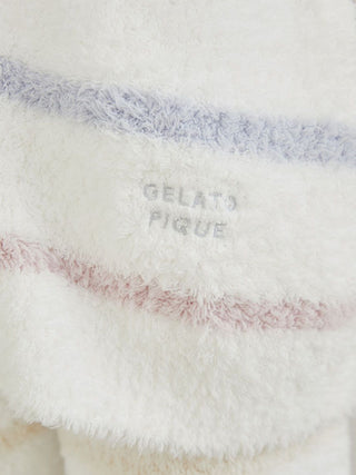 Gelato Cozy Striped Zip-Up Hoodie in Off White, Women's Loungewear Hoodies & Sweatshirts Zip-ups & Pullovers at Gelato Pique USA