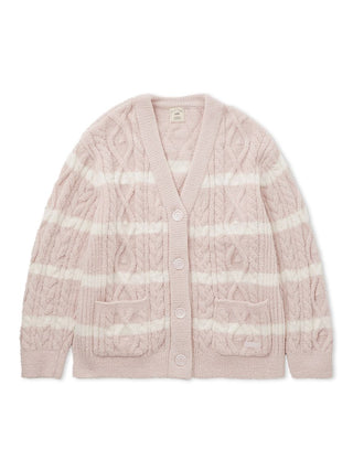 Baby Moco Aran Button up Cardigan in Pink, Comfy and Luxury Women's Loungewear Cardigan at Gelato Pique USA