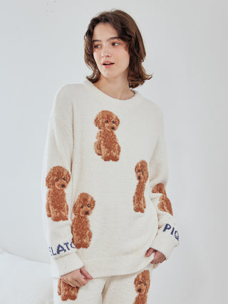 Toy Poodle Pullover Sweater in Off White, Women's Pullover Sweaters at Gelato Pique USA