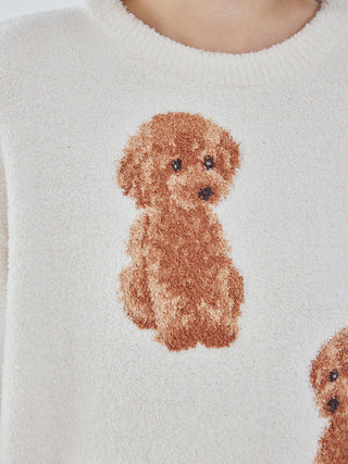 Plush Toy Poodle jacquard motif on a Gelato Pique pullover sweater, showcasing cozy and playful design.