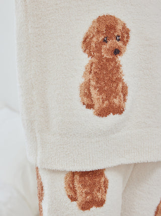 Cozy Toy Poodle Pullover Sweater by Gelato Pique, featuring playful jacquard poodle motifs on soft moco fabric, perfect for lounging.