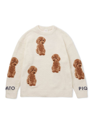 Alt Tag: "Cozy Toy Poodle Pullover Sweater with plush fabric and playful poodle jacquard design, perfect for warm and stylish lounging."