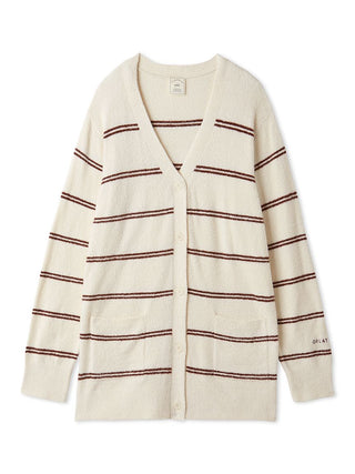 Hot Smoothie Border Cardigan in Off White, Comfy and Luxury Women's Loungewear Cardigan at Gelato Pique USA