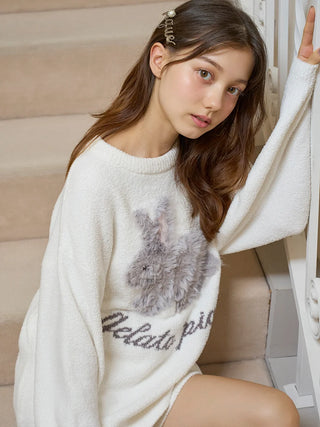 Baby Moco Rabbit Jacquard Pullover Sweater in Off White, Women's Pullover Sweaters at Gelato Pique USA