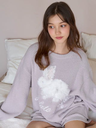 Baby Moco Rabbit Jacquard Pullover Sweater in Gray, Women's Pullover Sweaters at Gelato Pique USA