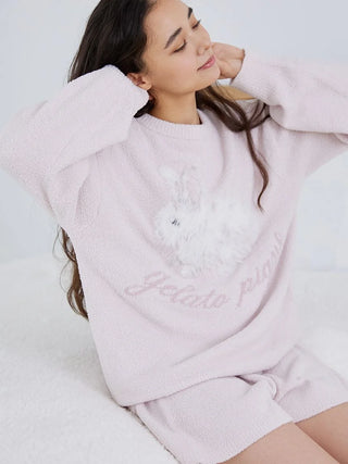 Baby Moco Rabbit Jacquard Pullover Sweater in Pink, Women's Pullover Sweaters at Gelato Pique USA