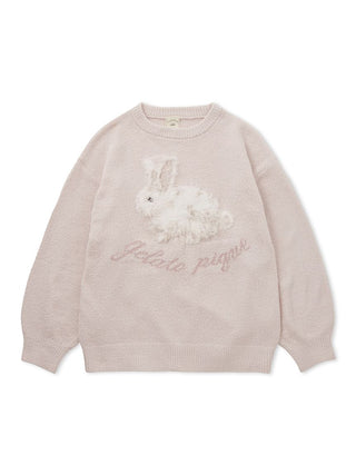 Baby Moco Rabbit Jacquard Pullover Sweater in Pink, Women's Pullover Sweaters at Gelato Pique USA