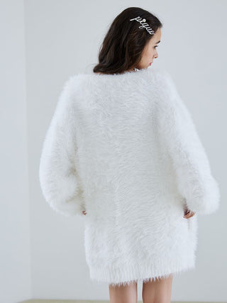 Rabbit Moco Fuzzy Cardigan in Off White, Comfy and Luxury Women's Loungewear Cardigan at Gelato Pique USA