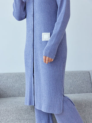 Hot Smoothie Ribbed Long Cardigan in Blue, Comfy and Luxury Women's Loungewear Cardigan at Gelato Pique USA