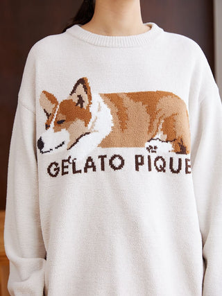 SLEEPING DOG Pullover Sweater in Beige, Women's Pullover Sweaters at Gelato Pique USA