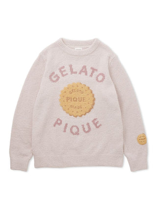 Powder Biscuit Jacquard pullover sweater by Gelato Pique in creamy white with biscuit design, ultra-soft and cozy, perfect for warmth and style.