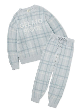 Checkered pajama set for women by Gelato Pique in pastel tones, featuring a cozy, soft fabric and relaxed-fit design for ultimate comfort.