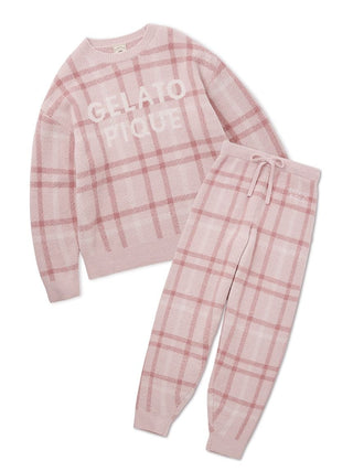 Gelato Pique checkered pajama set for women in pastel tones, featuring a soft sweater and matching pants for ultimate comfort and style.