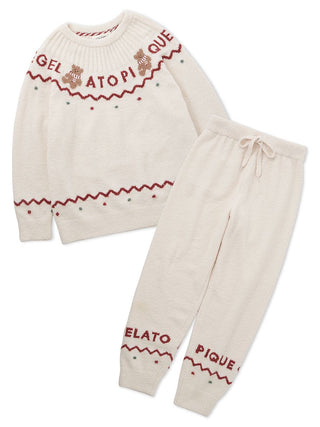 Holiday Nordic Loungewear Set in Ivory, Women's Loungewear Set at Gelato Pique USA