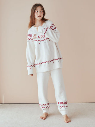 Holiday Nordic Loungewear Set in Ivory, Women's Loungewear Set at Gelato Pique USA