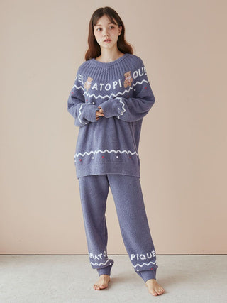 Holiday Nordic Loungewear Set in Navy, Women's Loungewear Set at Gelato Pique USA