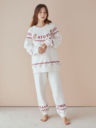 Holiday Nordic Loungewear Set in Ivory, Women's Loungewear Set at Gelato Pique USA