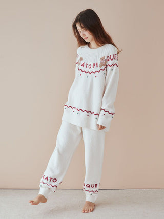 Holiday Nordic Loungewear Set in Ivory, Women's Loungewear Set at Gelato Pique USA