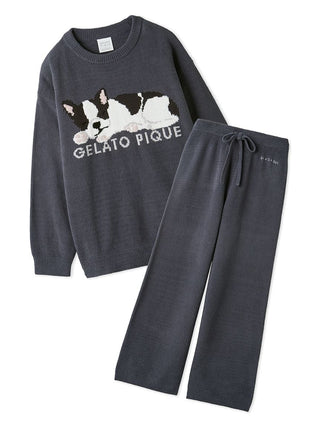 Air Moco SLEEPING DOG Jacquard Pullover Sweater & Lounge Pants SET